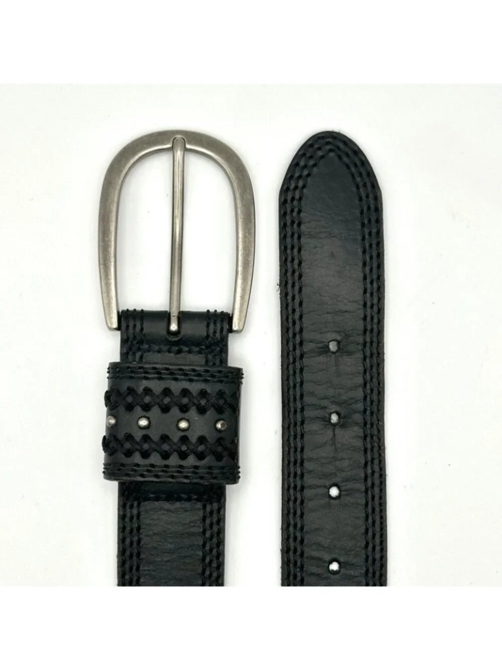 Dockers Men’s Belt Black  Leather 33” x 1.5” Biker Bohemian Rocker Casual